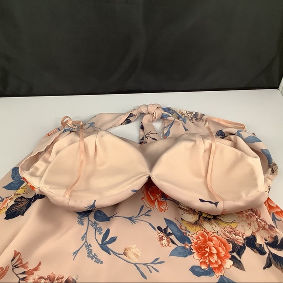 Olive Tree Pink Floral Exposed Back Mini Dress L - Picture 8 of 14